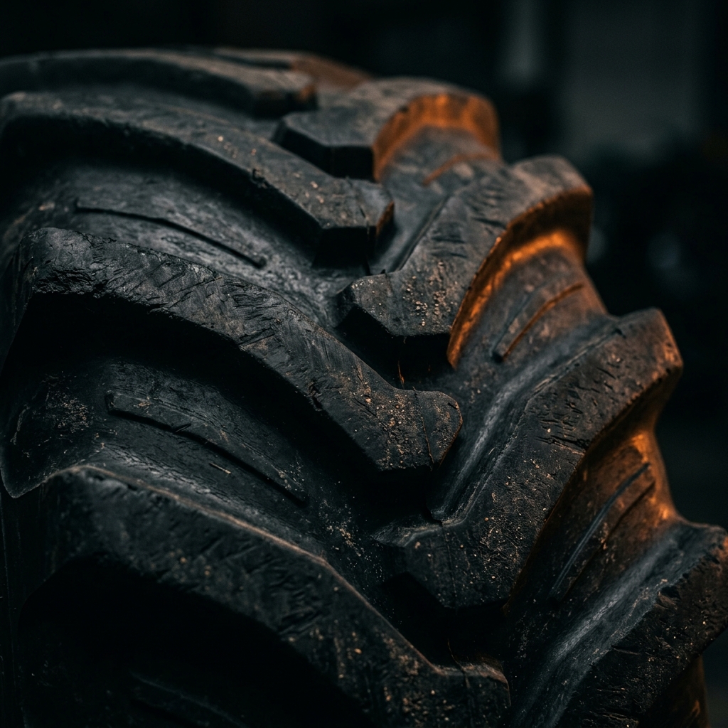 Deep traction tread design close-up